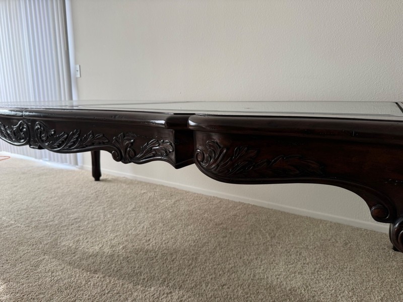 wood and glass dining table with leaf extension real wood dark brown gallery