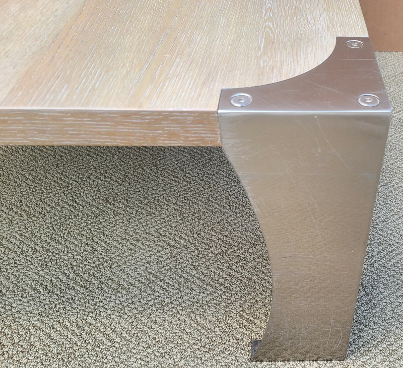 BERNHARDT MCM Modern Brushed Steel and Solid Wood Cocktail Coffee Table gallery
