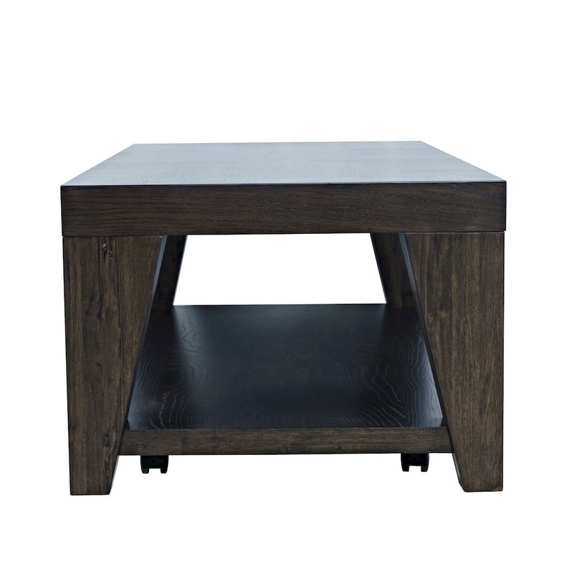 Modern Contemporary 50" Coffee Table with Storage Shelf and Hidden Casters gallery