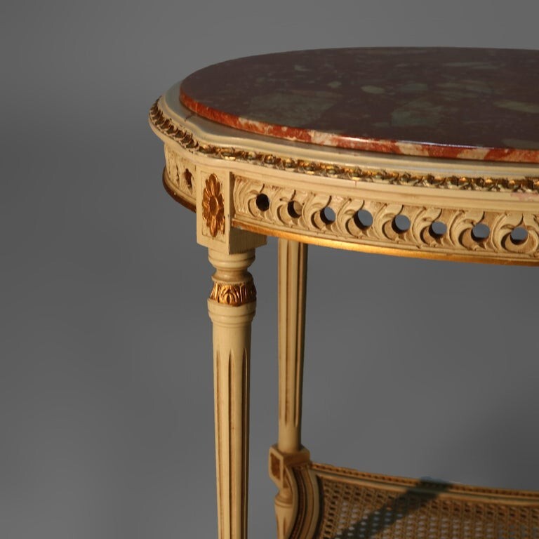 Antique French Louis XVI Gilt Wood & Rouge Marble Stand c1930 gallery