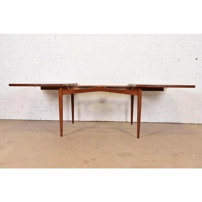 Gio Ponti Style Mid-Century Modern Extension Dining Table, Newly Refinished gallery