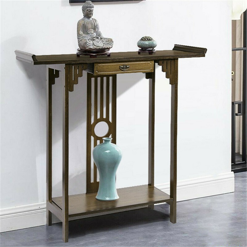 Rustic Console Sofa Table Narrow Console Table with Shelf Wood Entry Hall Table gallery