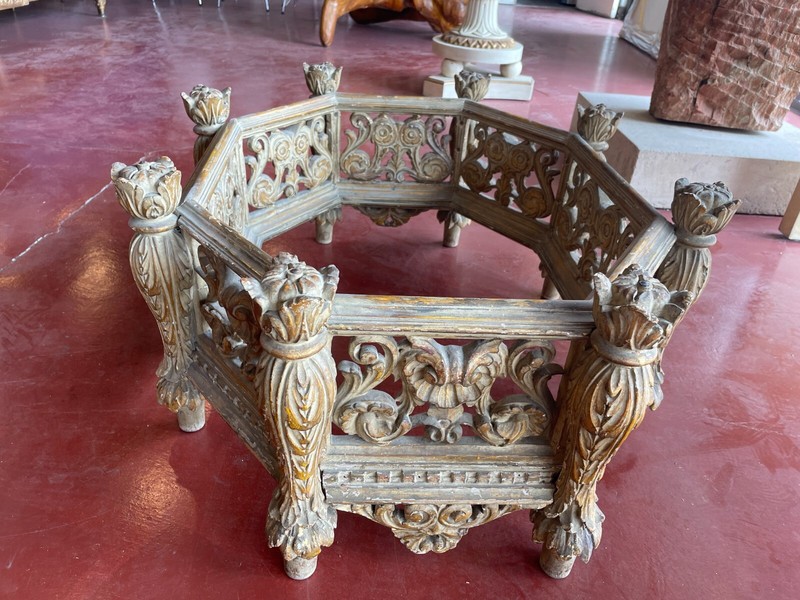 Antique Coffee Table Hand Carved - Beautiful Patina gallery