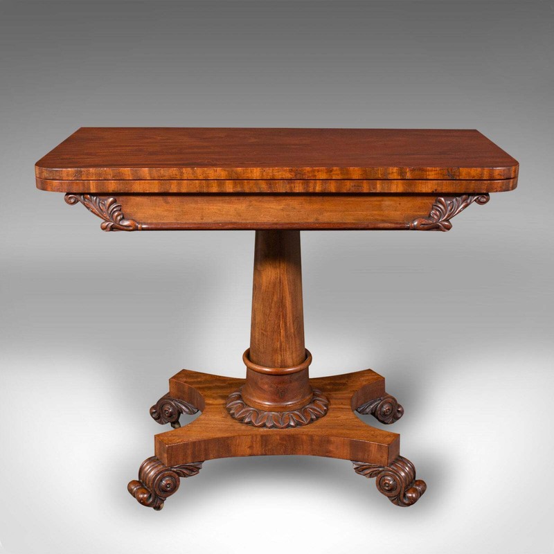 Antique Fold Over Parlour Card Table, English, Games, Side, William IV, C.1835 gallery