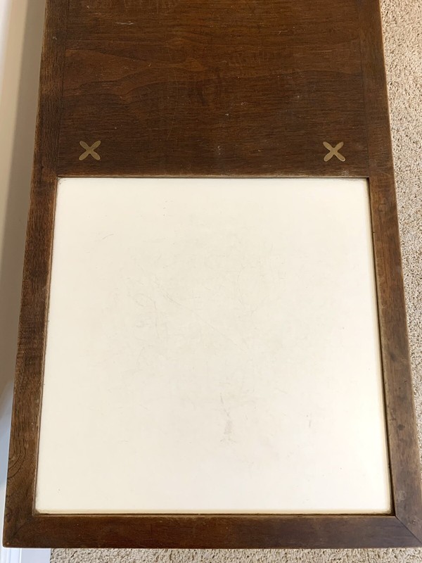 AMERICAN of MARTINSVILLE Rectangle COFFEE TABLE Brass X Inlaid MCM Mid Century gallery