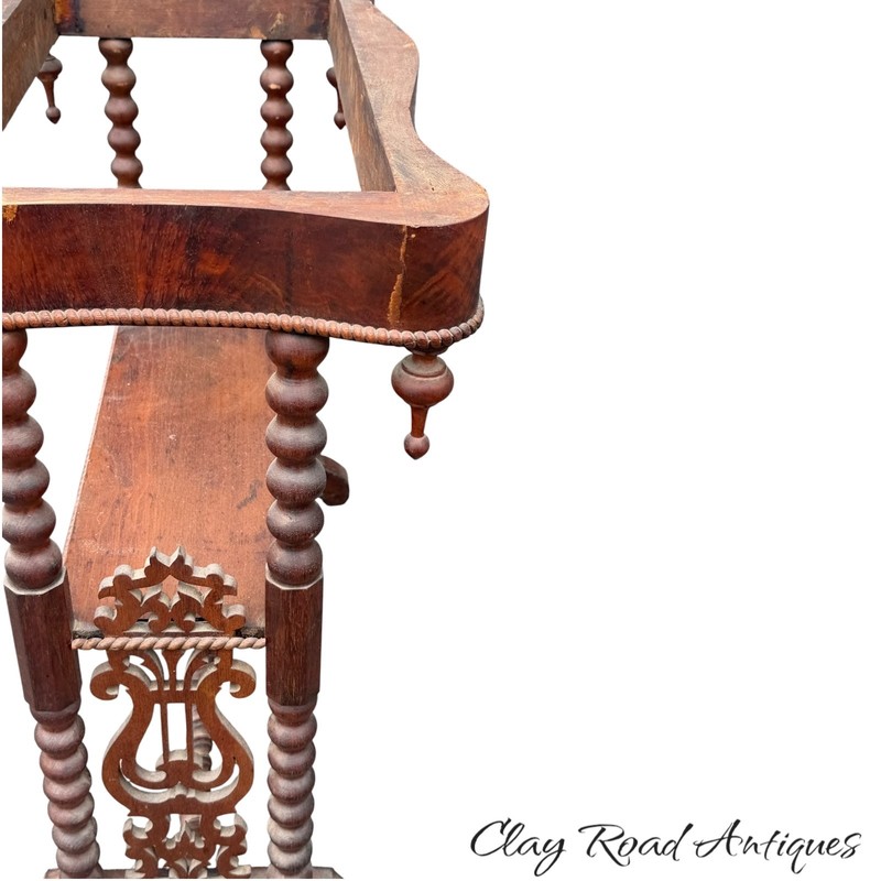 antique victorian gothic revival marble top table mahogany spool turned stand gallery