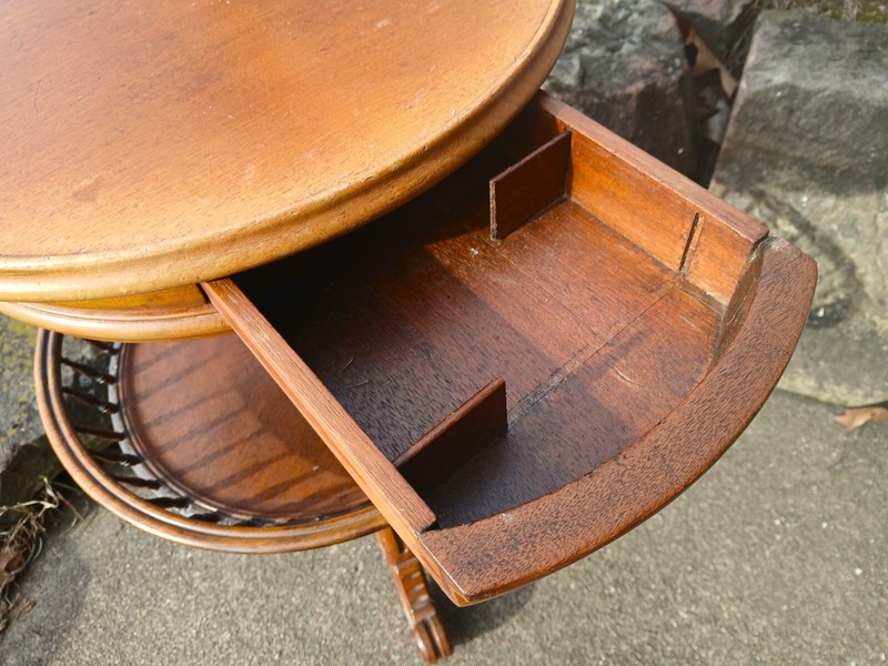 Antique Walnut Sewing Basket Table or Sewing Stand 1860s Rare gallery