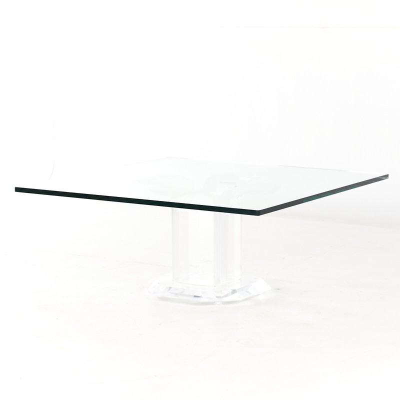 Mid Century Lucite and Glass Square Coffee Table gallery