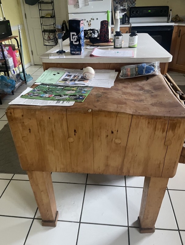 Butcher’s Block Table Solid Wood Vintage Local Pickup Or Best Offer gallery