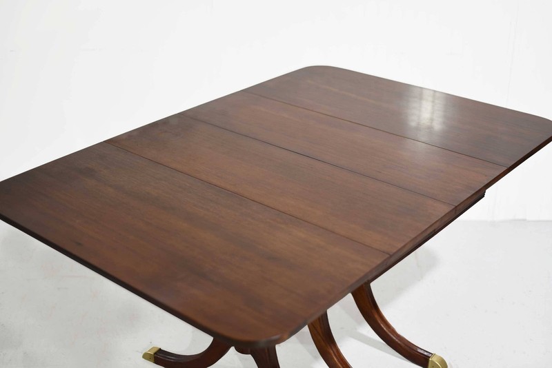 Mid Century Regency Style Mahogany Drop-Leaf Dining Table with Brass Capped Feet gallery