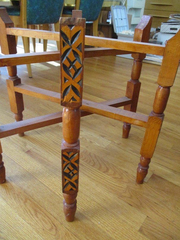 Vintage Moroccan Boho MCM Carved Wood Wooden Folding Side End Table Base Only gallery