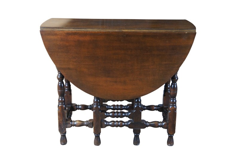 Antique William and Mary Style American Oak Dropleaf Gateleg Console Hall Table gallery