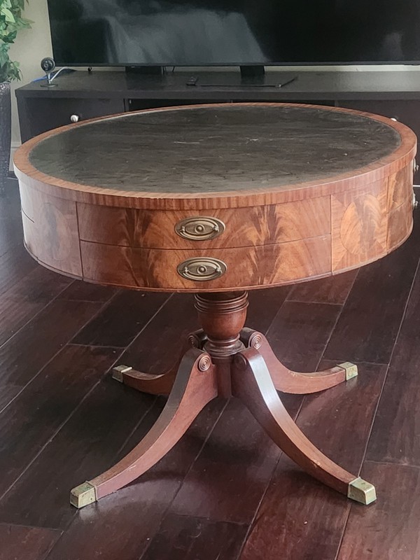 HICKORY CHAIR PEDESTAL DRUM TABLE Vintage/ Antique Rare Find. Pick-up Only gallery