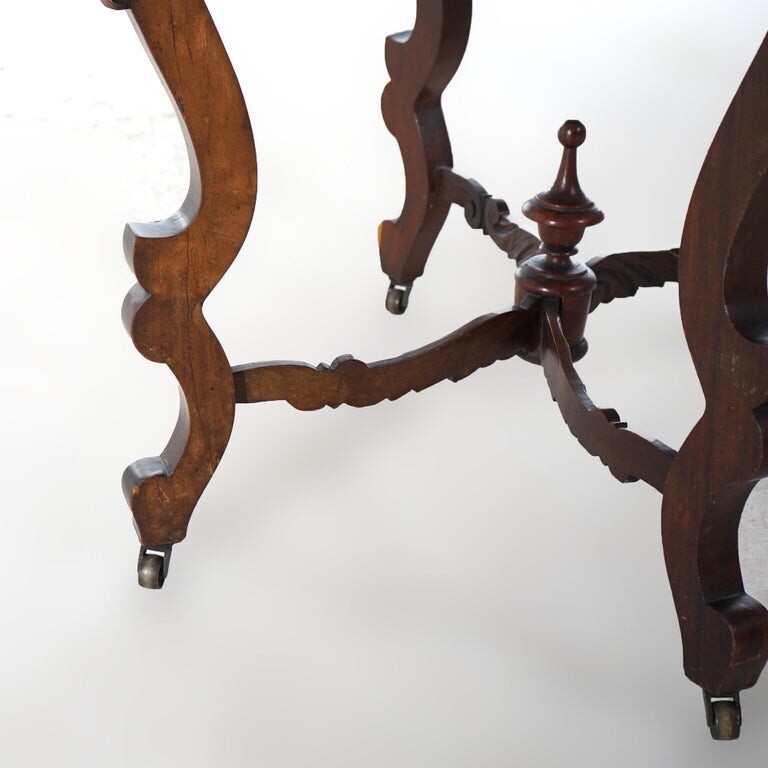 Victorian Rosewood & Marble Top Parlor Table C1890 gallery