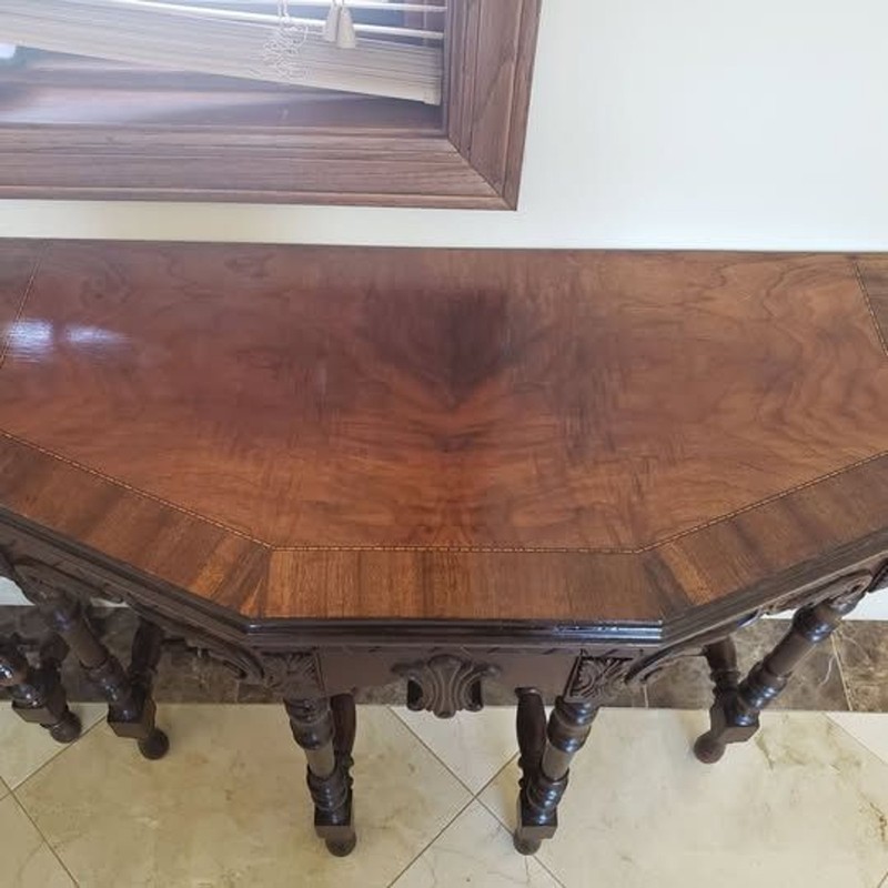 Pair of Walnut Hall Tables / Console Tables with Single Drawer gallery