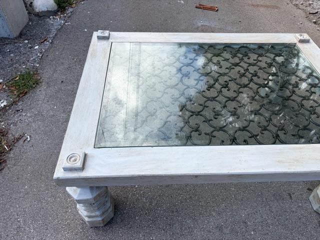 Large Hand Painted Primative Coffee Table Iron Insert. gallery