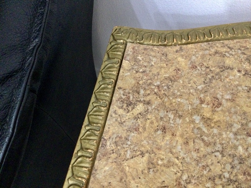 Modern Louis XVI Style Giltwood Side Table-Faux Marble Top- gallery