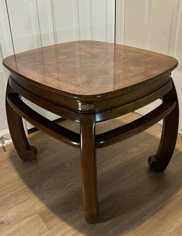 Vtg Gordons Fine Furniture Asian Design Coffee Table Burl Wood Top Curved Legs
