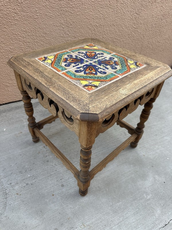 1930's California Tile Top Side Table Mission Spanish Revival