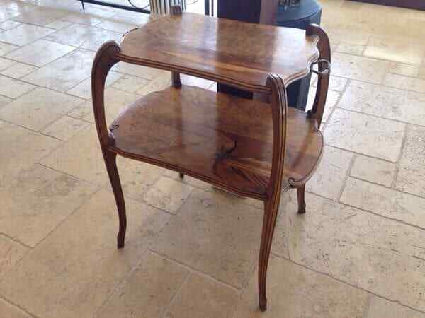 Antique Art Nouveau Inlaid Dessert Table by Victor Prouve - Signed - Circa 1920s gallery