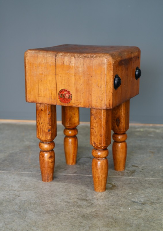 2 Antique Butcher Block Tables Kitchen Island counter Stand Maple Vintage gallery