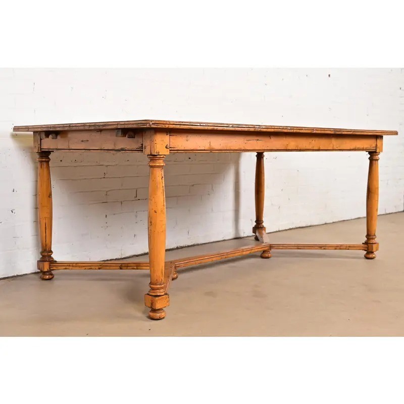 Guy Chaddock English Country Rustic Oak Harvest Farm Extension Dining Table gallery
