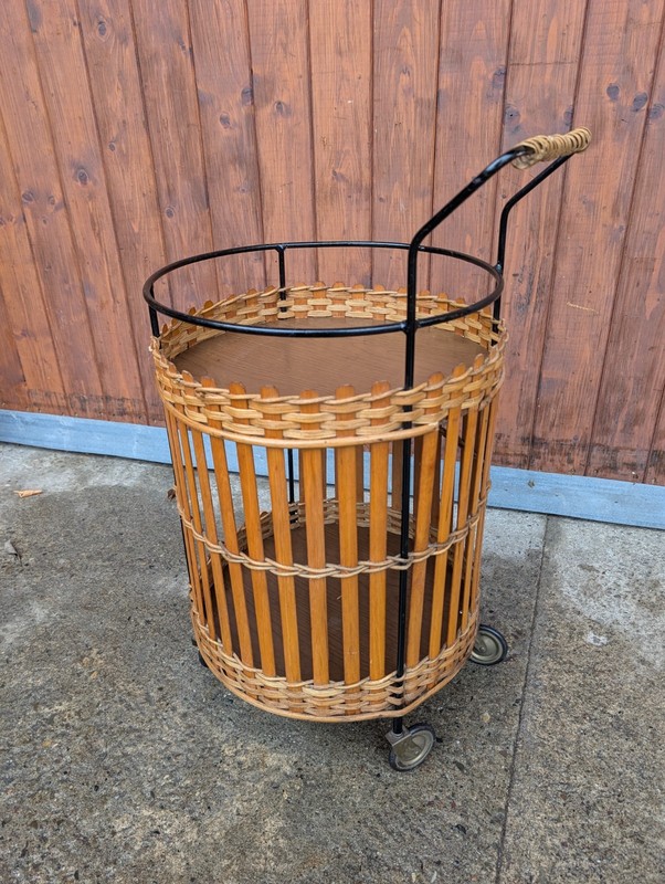 Serving Cart Tea Cart Walnut 60s Table Side Table Brass Mid Century gallery