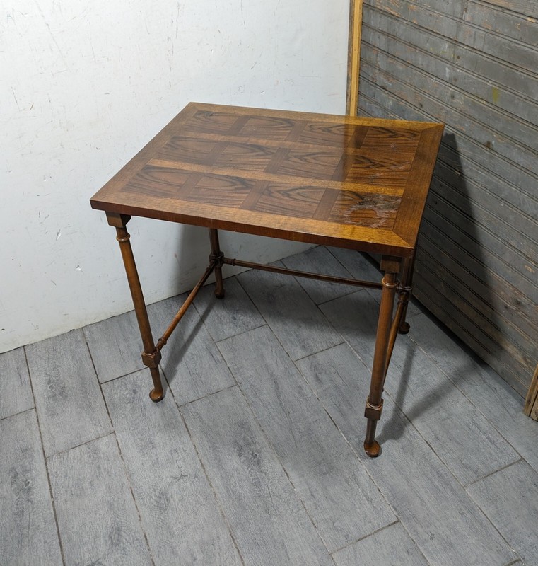 Vintage English Regency Chippendale Style Faux Bamboo Wood Nesting Side Table