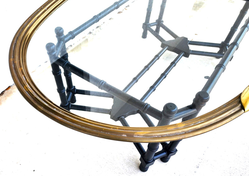 Brass Tray Coffee Table Bamboo Glass Chippendale Asian Regency gallery