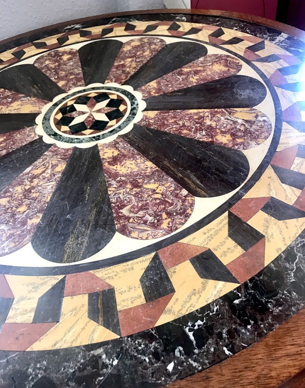 RARE! C. 19th Century Italian specimen marble table / Centre piece. Very Heavy! gallery
