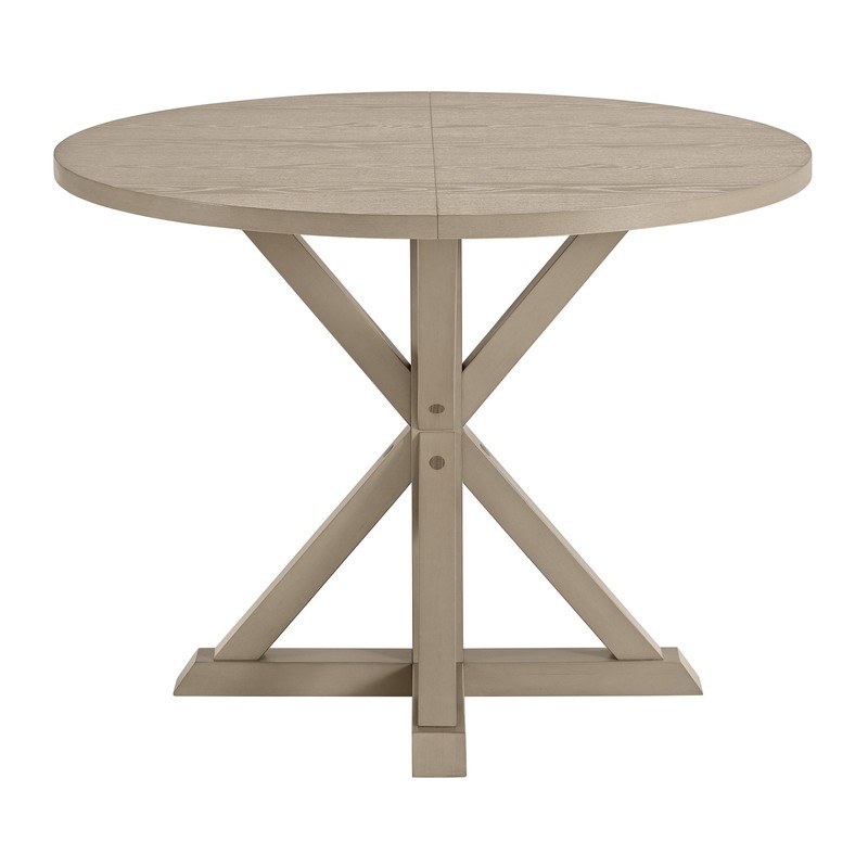 ROME + OAK Spier 40" Modern Farmhouse Pedestal Dining Table, Rustic Beige gallery