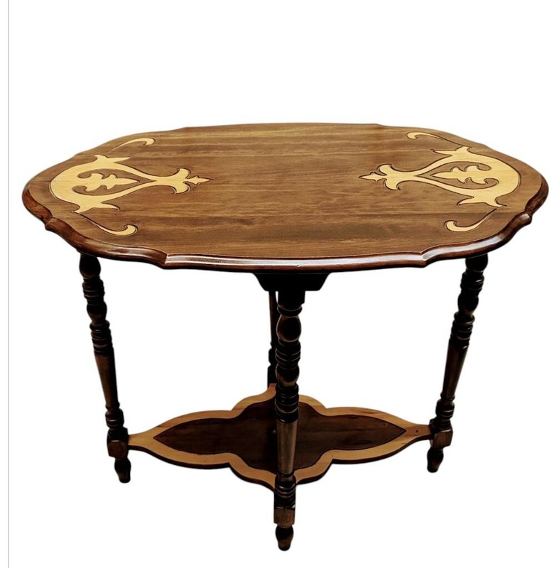 Vintage Oval Walnut Side Table with Carved Legs & Pie Crust Edge