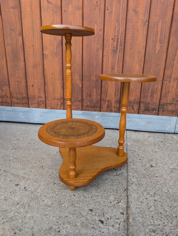 Vintage 60s Flower Display Stand Mid Century Flower Table 35x35x52cm Wood Brown