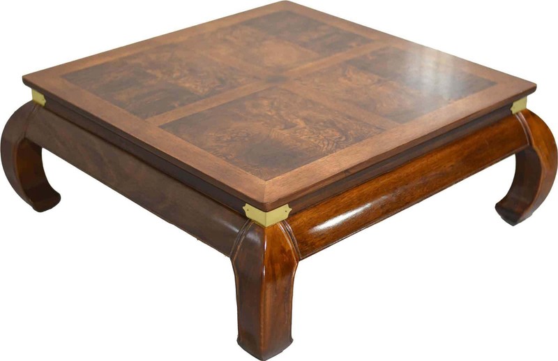Mid Century Chinoiserie Ming Burl Wood Coffee Table