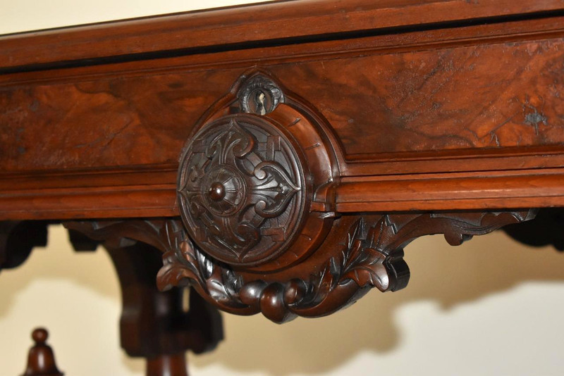 Victorian Walnut Library Table Belter Style gallery