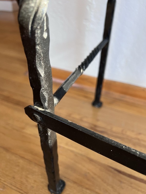 Mediterranean Wrought Iron Marble Side Table Barley Twist Legs Vintage gallery