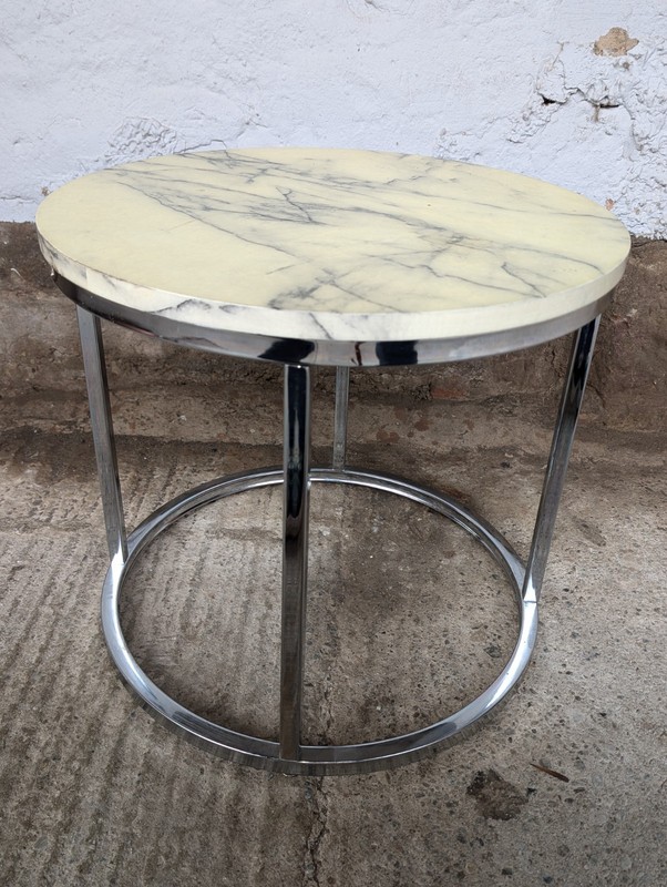 Vintage Chrome Coffee Table 70s Space Age Retro Side Table 60s