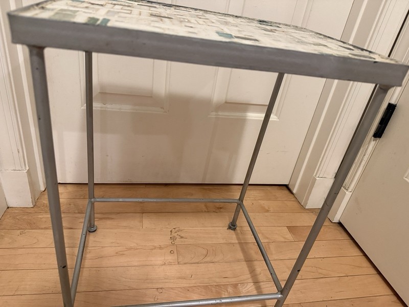Vintage MCM Style Mosaic GLASS TILE TABLE Wrought Iron Mid Century Modern gallery