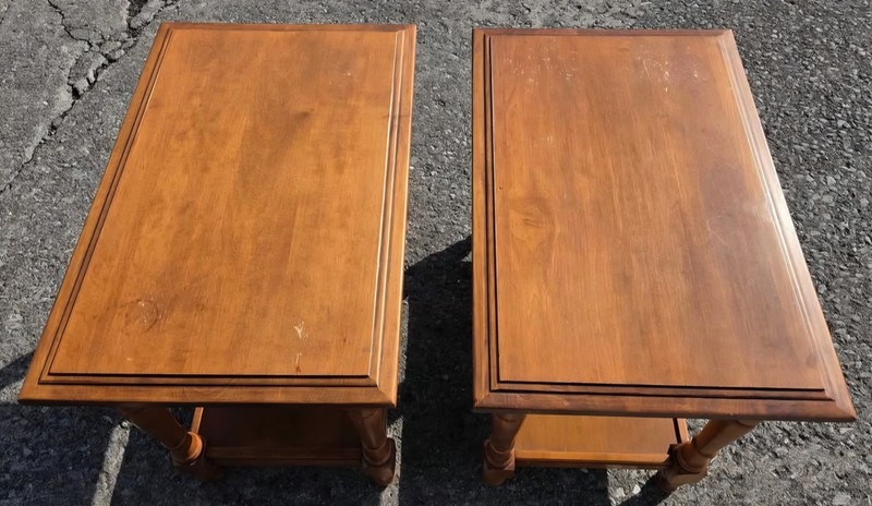 Matching Pair of Sprague & Carleton Vintage Rock Maple End Tables gallery