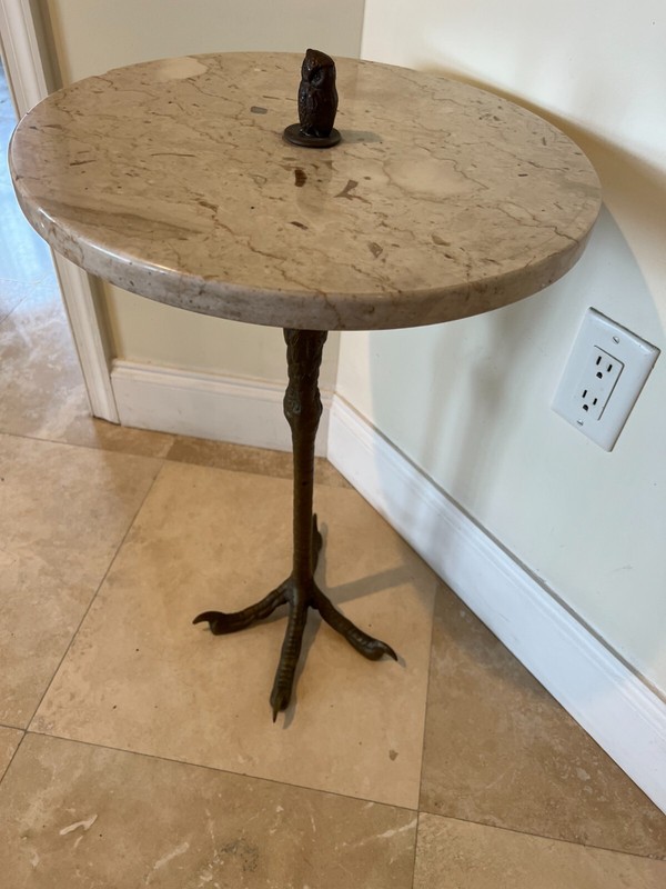 A Unique French Bronze Circular Ostrich Leg-Form Side Table