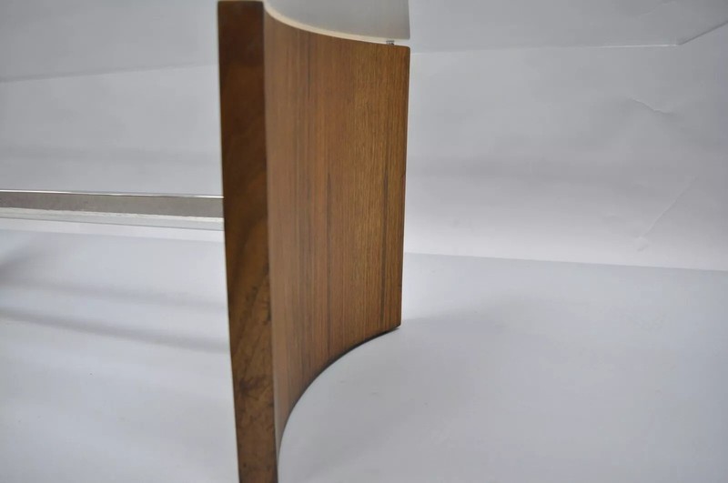 Vladimir Kagan Selig Danish Modern Walnut Chrome Glass Propeller Coffee Table gallery