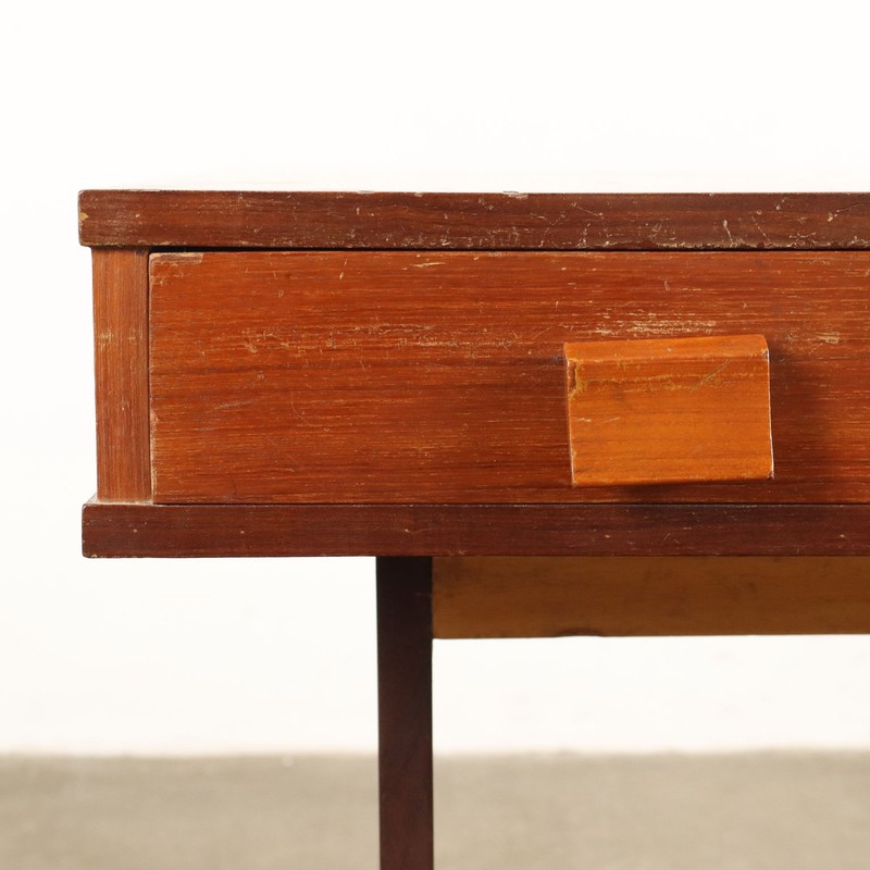 Vintage Small Table with Drawers Teak Veneered 1960s gallery