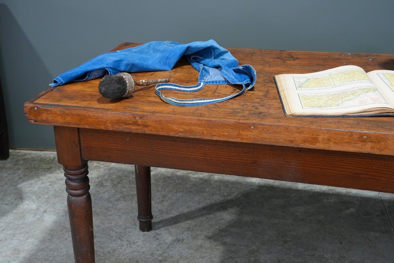 Antique Dining Room Table Farm Kitchen Island Library Vintage wood counter legs gallery