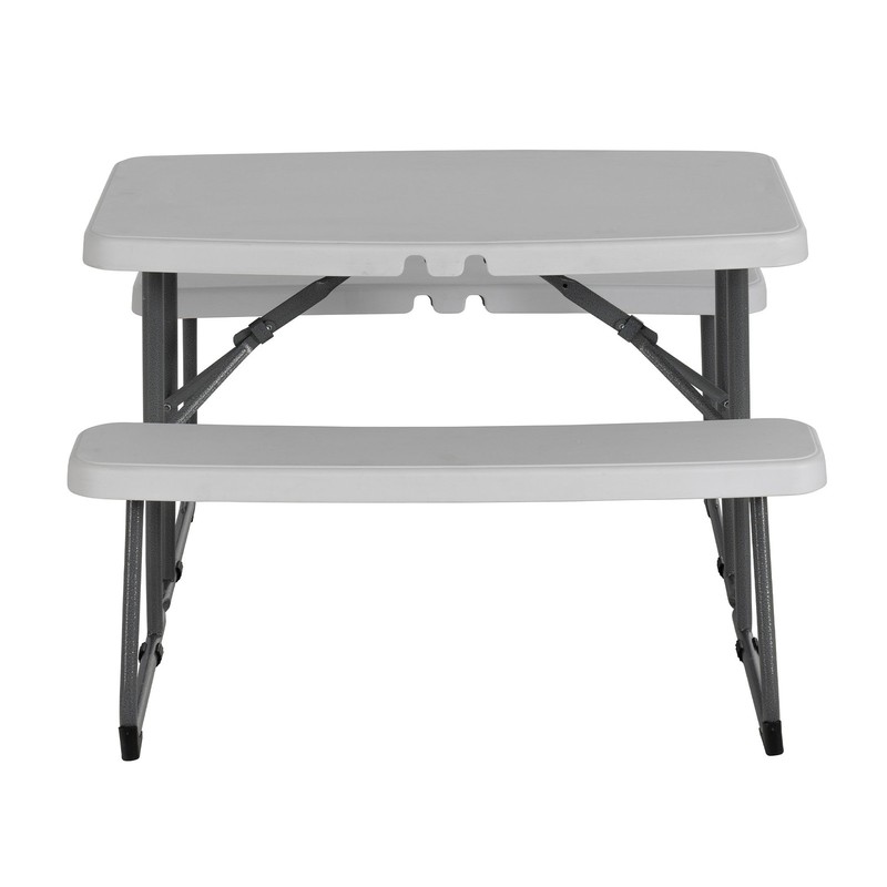 Peakform 37.8 Inch Rectangular Folding Picnic Table Double Bench Seating, White gallery