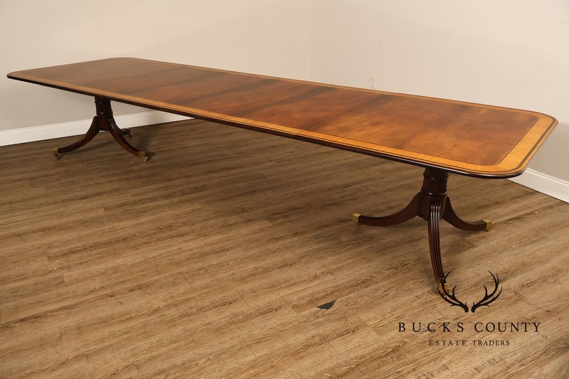Baker Stately Homes Mahogany Double Pedestal Extendable Dining Table gallery