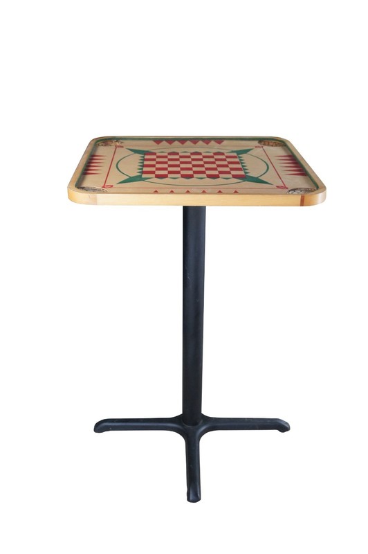 Vintage Carrom Crokinole Chess Checkers Game Board Pedestal Table 42" gallery