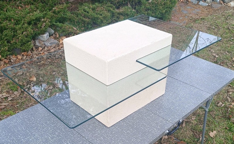 IMPOSSIBLY RARE PERHAPS Last OF ITS kind COFFEE TABLE paintable PLASTER GLASS gallery