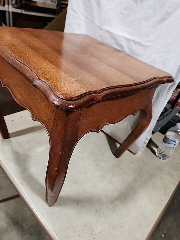 ANTIQUE FRENCH PROVENCIAL CARVED SIDE/END TABLE OLD CURVED LEGS VTG SOLID WOOD gallery