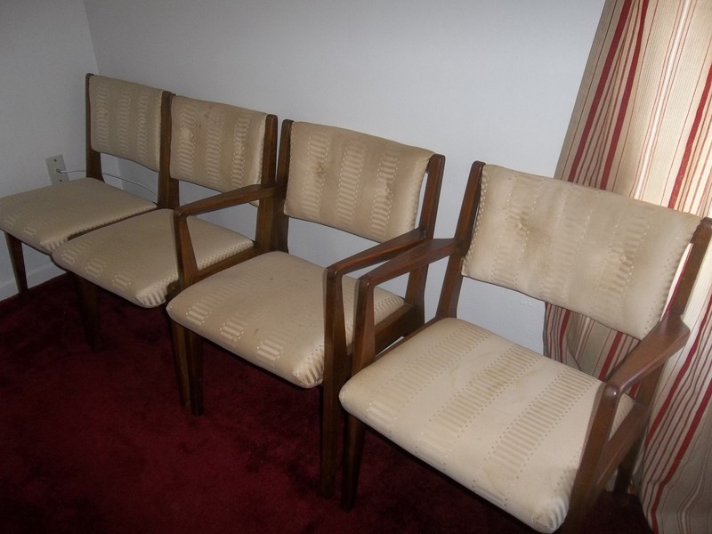 Early Jens Risom Mid-Century Modern Dining/card Table with 4 chairs gallery