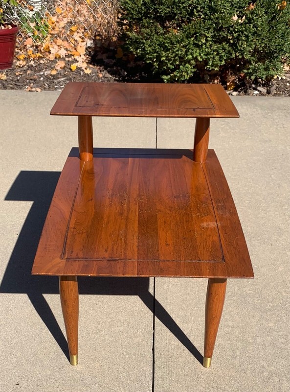 Mid Century Modern Bissman Solid Walnut Two-Tier Side Table / End Table 1959 gallery